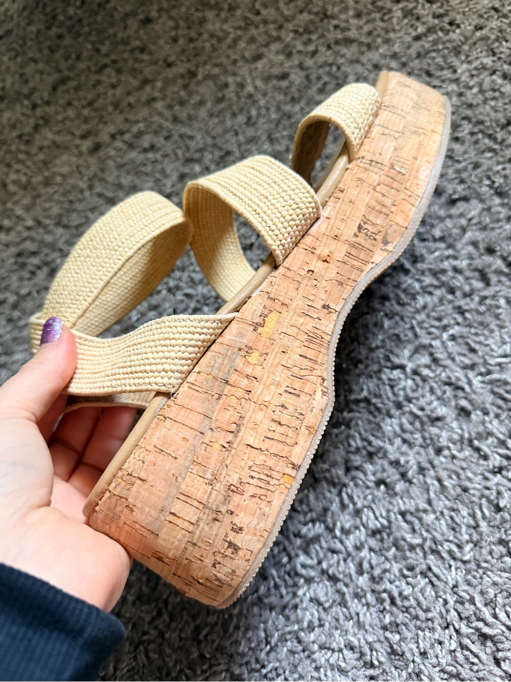 Steve Madden Beige Woven Cork Platform Sandals size 10 - Picture 3 of 7